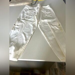 White House Black Market Ivory Cargo Pants